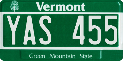 VT license plate YAS455
