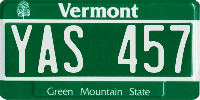 VT license plate YAS457