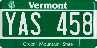 VT license plate YAS458
