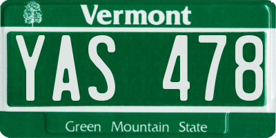 VT license plate YAS478