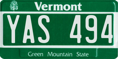 VT license plate YAS494