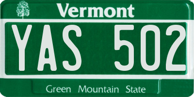 VT license plate YAS502