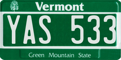 VT license plate YAS533