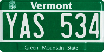 VT license plate YAS534