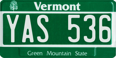 VT license plate YAS536