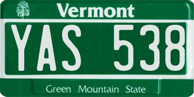 VT license plate YAS538