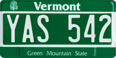 VT license plate YAS542