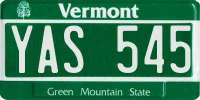 VT license plate YAS545