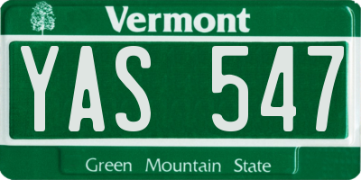 VT license plate YAS547