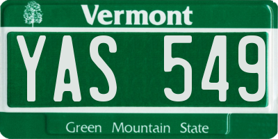 VT license plate YAS549