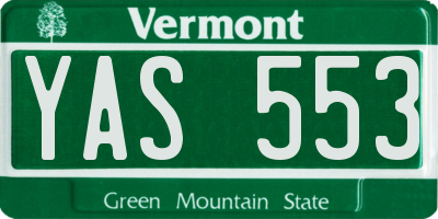 VT license plate YAS553