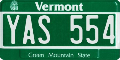 VT license plate YAS554