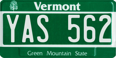 VT license plate YAS562