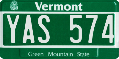 VT license plate YAS574
