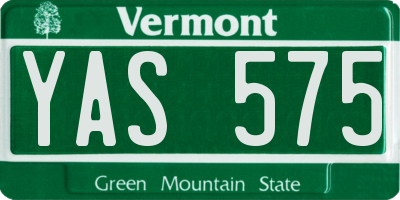 VT license plate YAS575