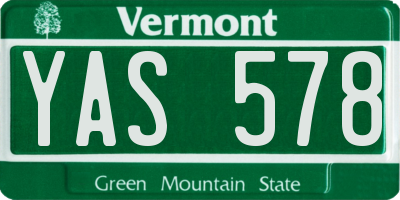 VT license plate YAS578