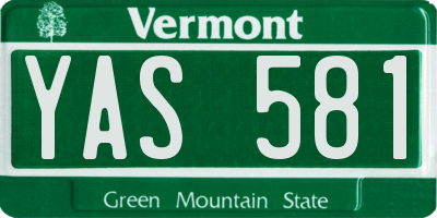 VT license plate YAS581