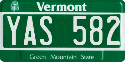 VT license plate YAS582
