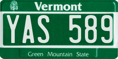 VT license plate YAS589
