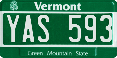 VT license plate YAS593