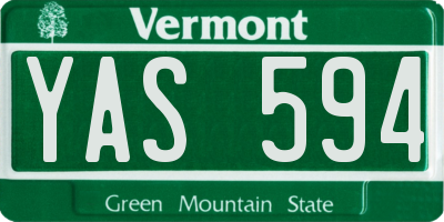 VT license plate YAS594