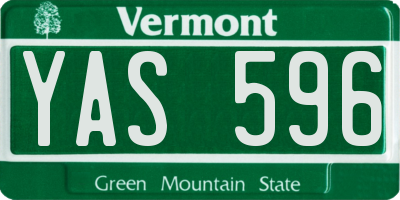 VT license plate YAS596