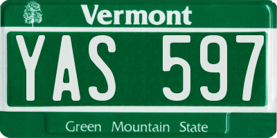 VT license plate YAS597