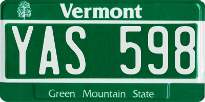 VT license plate YAS598
