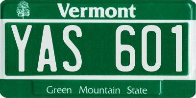 VT license plate YAS601