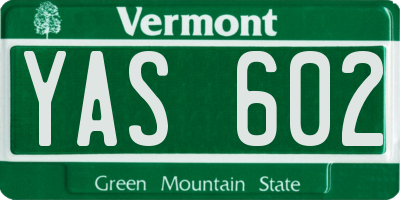 VT license plate YAS602