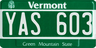 VT license plate YAS603