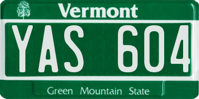 VT license plate YAS604