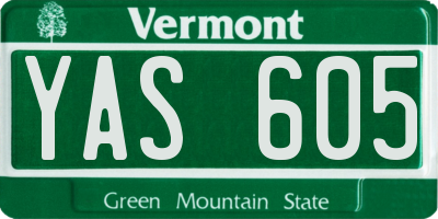 VT license plate YAS605