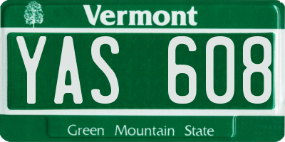 VT license plate YAS608