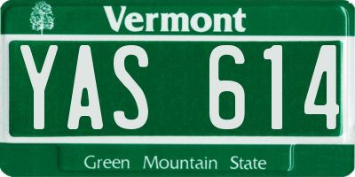 VT license plate YAS614