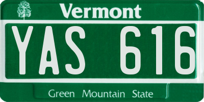 VT license plate YAS616