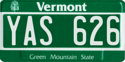 VT license plate YAS626