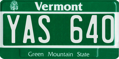 VT license plate YAS640