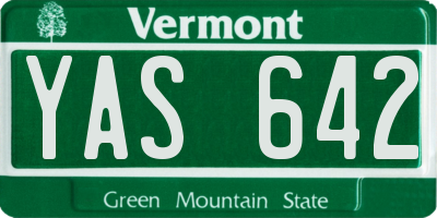 VT license plate YAS642