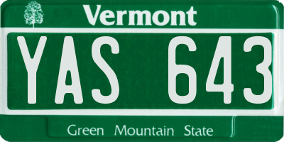 VT license plate YAS643