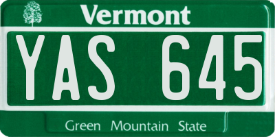VT license plate YAS645