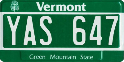 VT license plate YAS647