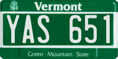 VT license plate YAS651
