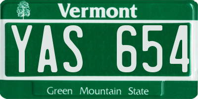 VT license plate YAS654