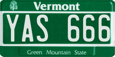 VT license plate YAS666