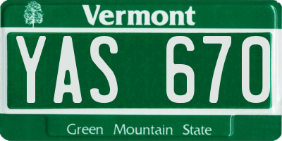 VT license plate YAS670