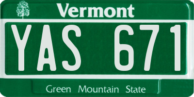 VT license plate YAS671