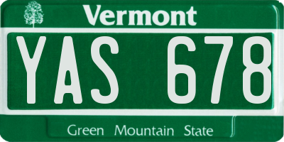 VT license plate YAS678