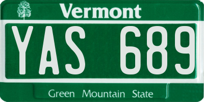 VT license plate YAS689