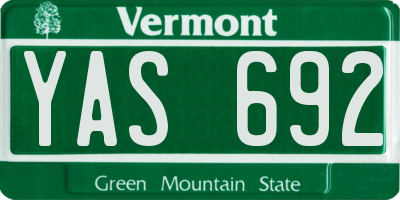 VT license plate YAS692